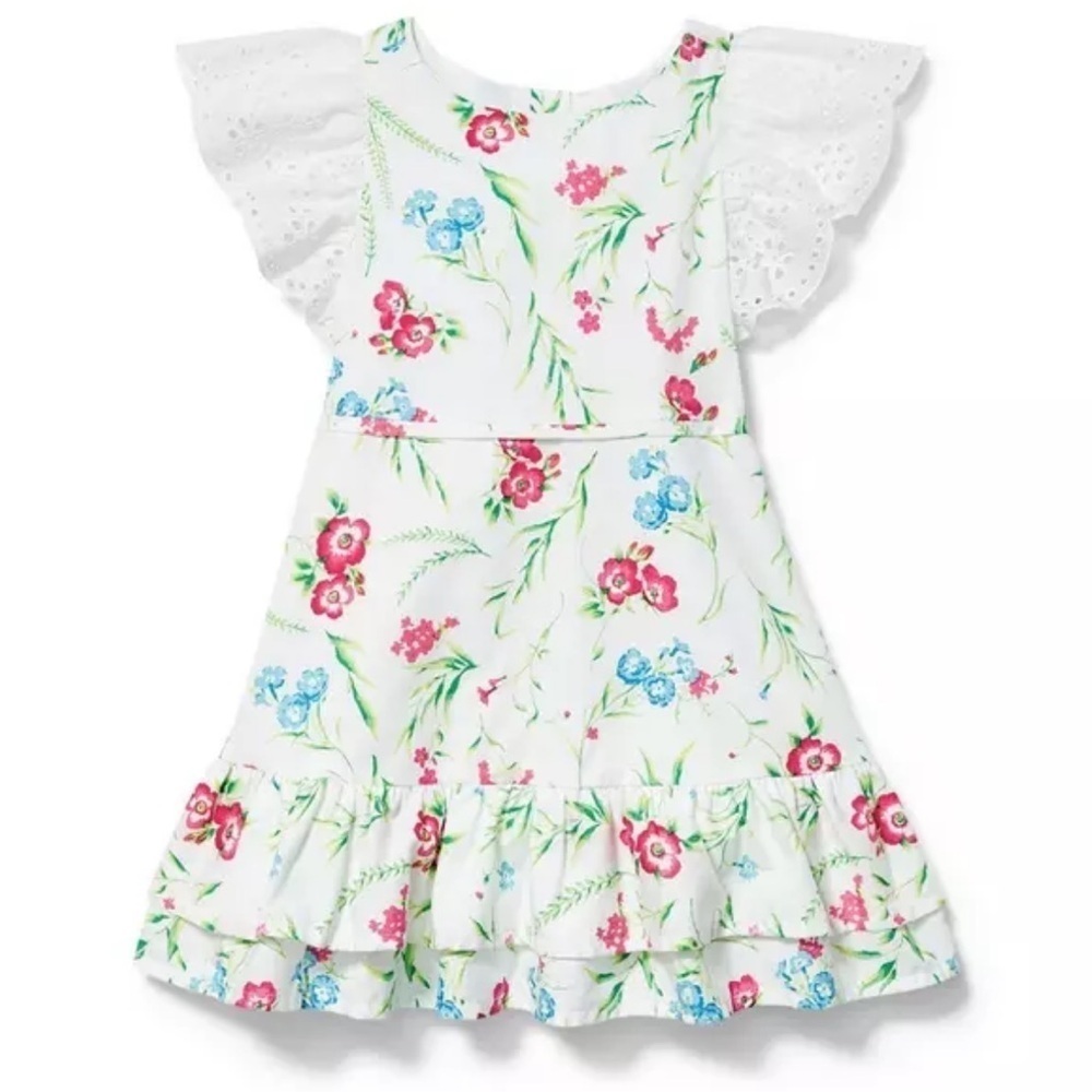 Janie and Jack Eyelet Sleeve Wildflower Print Dress SIZE 2T